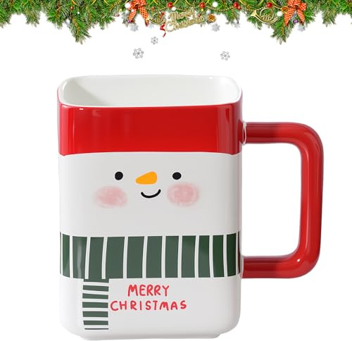 QIANAI Tazza di Natale, Christmas Mug 400Ml, Tazza da Caffè Natalizia, Adatto al Microonde,Adatto per Latte, Caffè e Varie Bevande per Aggiungere Un'Atmosfera Festosa (Pupazzo di neve)