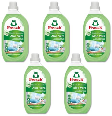 FROSCH 5 x Sensitiv-Waschmittel Aloe Vera Vorratspackung für 120 Waschgänge