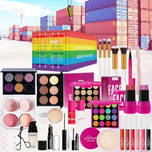 Flygragon Make up Set 26-teiliges, Schminkset Frauen Teenager mit Concealer, Lidschatten, Mascara, Lippenöl, Lipgloss, Make-up-Pinsel, All-in-One Makeup Set Geschenkidee Adventskalender 2025 Schminke