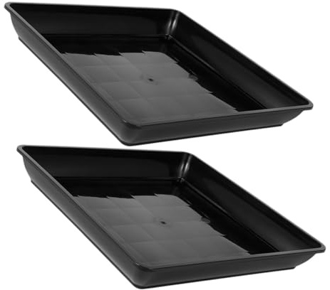 DOITOOL Sottovaso Grande per Piante, 2 Pezzi, Vassoio Rettangolare in Plastica Antigoccia da 35 Cm, per Fioriere e Protezione Pavimenti in Casa