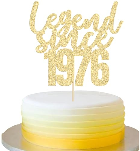 Gyufise 1 Pack Legend Since 1976 Cake Topper 50th Birthday Cake Decoration Happy Birthday Cheers to 50 Years for 50th Men Women Birthday Party 50 and Fabulous Party Decoration Supplies Gold