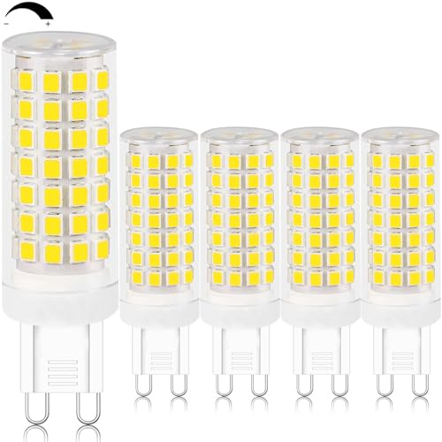 G9 LED 8W Lampe Dimmbar Kaltweiß 6000K 80W Halogen Kein Flackern 5er Pack | Dimmbar 0-100%, 360° Abstrahlwinkel, CRI>80,220-240V, Einfache Installation, Energieeffizi Augenschonend, 800LM Lichteffekt