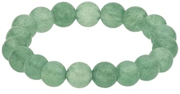 Purelei Aventurin pärlring | flexibel ring av gröna naturstenspärlor | elastiskt band | symbol för lugn, lugn och inre balans, Rostfritt stål, Ingen ädelsten