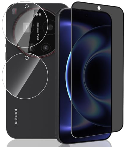 Yieehhow Protector Pantalla de Privacidad para Xiaomi 17 Ultra, [1 Pieza] 9H Dureza Anti Espía Cristal Templado y [2 Piezas] Protector Cámara, Privacy Vidrio Película para Xiaomi 17 Ultra