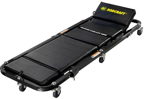 Rodcraft RSF01 Rollsitz Klappbar/Rollbrett | Tragkraft bis 90 kg, 6 Lenkrollen und zwei Arbeitshöhen. Für komfortables Arbeiten unter Fahrzeugen