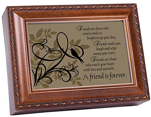 Cottage Garden A Friend is Forever Woodgrain Music Box/Rope Trim Box Plays That's What Friends are for