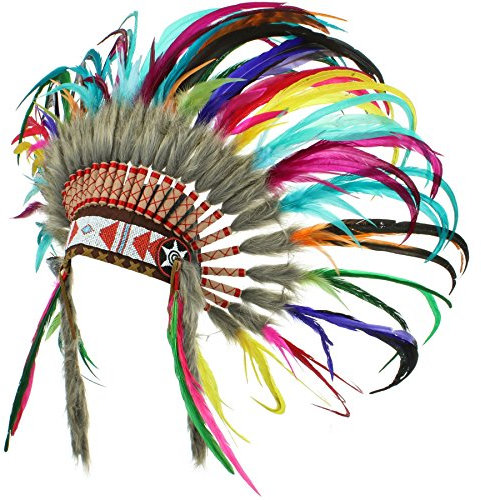 Gringo Indianerhäuptling-Kopfschmuck Gr. Einheitsgröße, regenbogenfarben