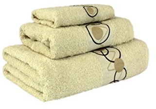 Flor De Algodón Set Toalla 3 Uds. Circule 400 Gr Crema 30X50; 50X100; 100X150 cm