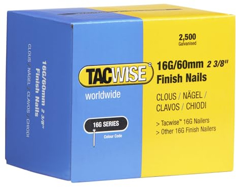 Tacwise 0300 Clous de Finition Galvanisés de Type 16G / 60 mm, Lot de 2500