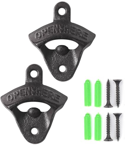 LABABE Lot de 20,3 cm Open Here en fonte support mural Décapsuleur Look vintage Réplique