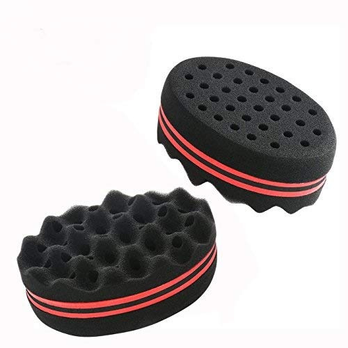 Xrten 2Pcs Cepillo Esponja con Agujeros Peluquería Pelo para Cabello Rizos, Negro