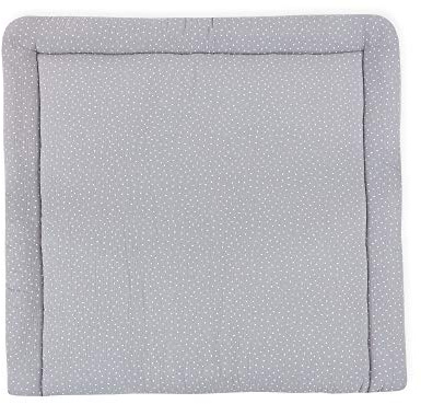 KraftKids Wickelauflage in Musselin grau Punkte, Wickelunterlage 78x78 cm (BxT), Wickelkissen