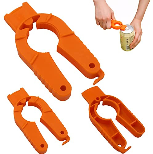 3 Stück 3-in-1 Glas-Flaschenöffner, Dosenöffner, Glasöffner, Kunststoff-Wasserflasche, Twist-Off für Flaschengriffer, schwache Hände, Kinder, Senioren, Arthritis-Patienten, Deckeldichtungsentferner