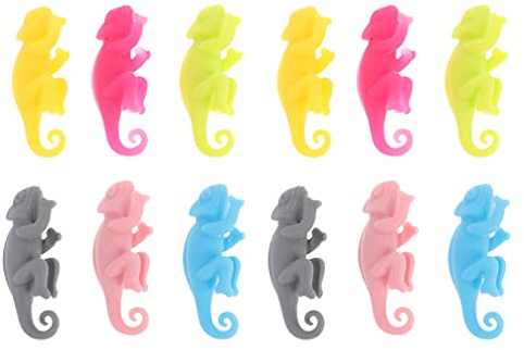 Cabilock 12 Stücke Silikon Glasmarkierer Anhänger Chamäleon Weinglas Marker Charms Glasmarker Ring Gläser Markierung für Geburtstag Halloween Party Deko Bankett Hochzeit Dekoration Zufällige Farbe