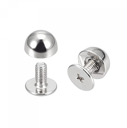 sourcing map 8x5mm Screw Back Rivets Solid Round Head Leather Studs Spike Silver Tone 10 Sets