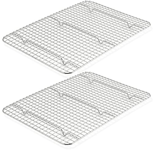 TeamFar Cooling Rack Set of 2, Stainless Steel 16.5’’ x 11.5’’ Baking Rack for Oven Cooking Roasting Grilling, Wire Rack for Cooling Cookies, Fits Half Sheet Pan, Healthy & Heavy Duty, Dishwasher Safe