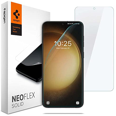 Spigen NeoFlex Solid Schutzfolie [2 Stück] für Samsung Galaxy S23 | PET Film, Wasserinstallation Folie, Kristallklar, Hochauflösend, Präzise Berührung, Kratzfest