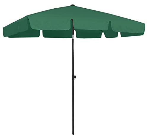 FIRBNUS Parasol d'extérieur Vert 180x120 cm Polyester Parasol de Plage Inclinable Parasol de Jardin Monté Support Existant ou Milieu des Tables Parasol de Patio Anti-décoloration