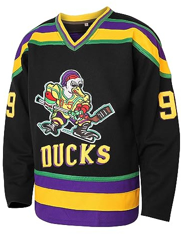 Charlie Conway 96 Mighty Ducks Jersey cousu Movie Hockey Jersey pour homme Vert S-3XL, 99 Adam Banks Noir, Taille M