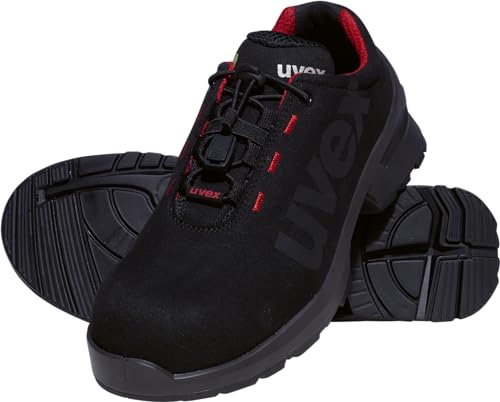 Uvex 1 Duo Low shoe S2 – säkerhetssko för lätta områden – sportig, lätt och flexibel – svart, röd – storlek 46