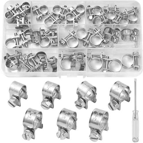 Sinofort 35 Pièces Clip à Ressort Tuyau,7-15mm Colliers de Serrage à Ressort Serre-joints à Tuyaux,7 Sortes de Tailles Collier Durite Essence,Pour Fixer Tuyaux Souples et Durites