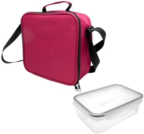 NERTHUS FIH 1509 Boîte à lunch thermique bourguignonne avec récipient hermétique 1L, sac alimentaire avec intérieur isolant, facile à nettoyer, avec poignée, idéal pour le travail et le bureau