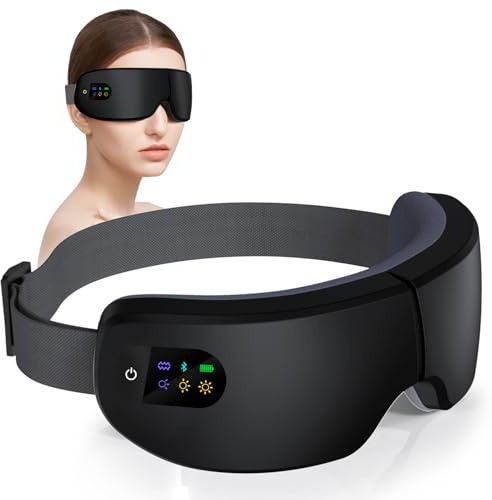 ZZR SEVEN Eye Massager with Heat, 7 Heating and Vibration Modes, Eye Mask, Birthday Gifts for Women, Men, Friend, Mom and Dad, Sleep Mask for Relax, Migraine Relief, Improve Sleep, Black