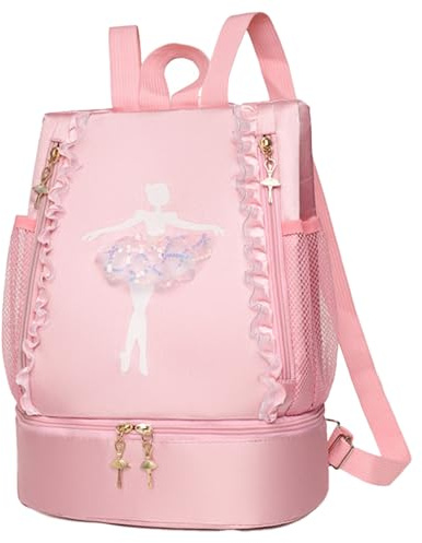 Comebachome Zaino da Ballo per Ragazze, Zaino da Ballerina da 33x26cm in Stoffa Oxford con Borse e Scarpe Cestino, Borsa da Ballo per Balletto