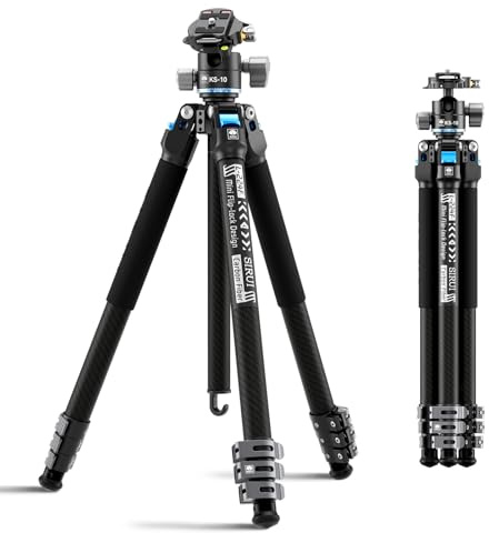 SIRUI L-224FL Carbon Fiber Reise-Stativ mit KS-10 Low-Profile Kugelkopf, Kompaktes Kamerastativ 149 cm mit Schnellverschlüssen, Umkehrbarer Mittelsäule, 15kg Traglast für Outdoor, Reisefotografie