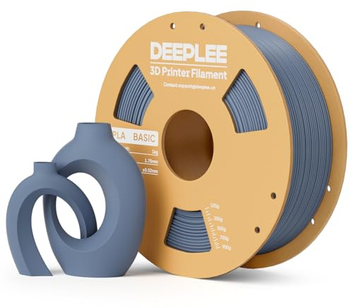 DEEPLEE Basic PLA Filament 1.75mm Blau Grau 1KG | Glatte Oberfläche, sauber gewickelt, Stärkere Zähigkeit 3D Drucker Filament