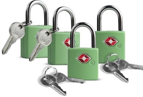 UP Security Cadenas TSA pour bagages, cadenas de bagage TSA approuvés 4 pièces pour accessoires de voyage internationaux, petit cadenas à clé, mini cadenas pour sac, valise, sac à dos, valise, tiroir