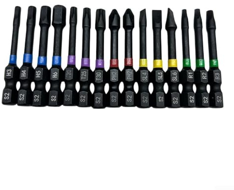 Zilimontt Lot de 15 embouts pour tournevis Torx de 100 mm, inviolables pour embouts Torx de sécurité avec tournevis à cliquet en T en acier T5-T40 magnétique inviolable pour embouts Torx pour