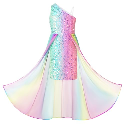 GRACE KARIN Mädchen Pailletten Kleid Ärmellos Chiffon Overlay Bodycon Kleid