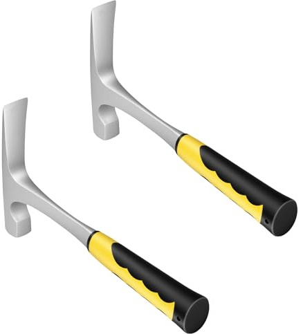 SYUTBOU Marteau Géologique Double Tête 16 oz - Lot de 2 Marteaux de Géologue avec Poignée Antidérapante Noire et Jaune - Pour Travaux de Maçonnerie, Exploration Géologique et Sculpture sur Pierre