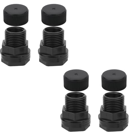 Penitue 4 Pz Raccordo Passaparete con Tappi, Raccordo Passaparete in PVC per Tubo Giardino con Filettatura Maschio GHT da 3/4 e Femmina NPT da 1/2 per Serbatoio d'Acqua Barile