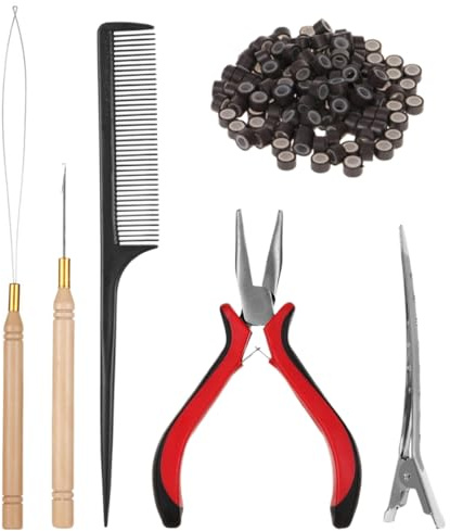 Kit di Connettori per Parrucche Pinze Tip, Pinze per Estensioni dei Capelli Kit, 500 pezzi Micro Anelli Foderati in Silicone