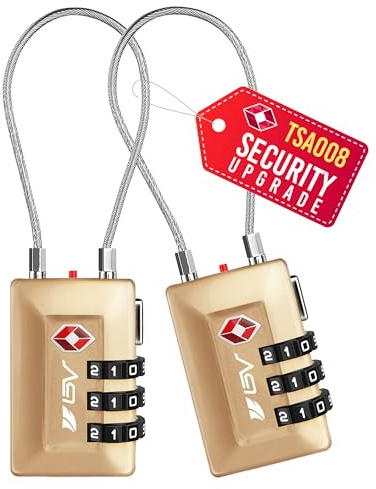 BV TSA Kofferschloss, Zahlenschloss Vorhängeschloss – TSA Schloss für Flugreisen, Reisekoffer, Gepäck, Schulspind, Aktenschrank, Werkzeugkasten, Tasche (2er-Pack, Titan TSA008)