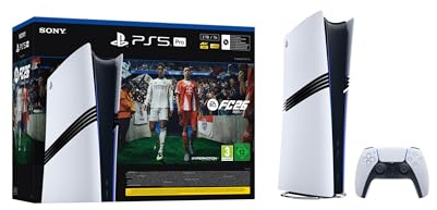 Playstation Sony, Pack Console 5 Édition Pro 2 To, 1 Jeu Complet EA SPORTS FC 26 (Code), 1 Manette DualSense avec Retour Haptique et Gâchettes Adaptatives, Traçage de Rayons Avancé, Couleur : Blanche