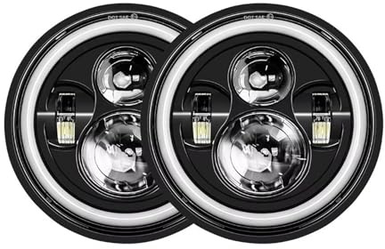 Faros delanteros Conjunto De Faros LED DRL Para Land Para Rover 90/110 Y Para Defender 90, 200, 300, TD5 (1983-2014) Faro principal(40w Halo light Black)