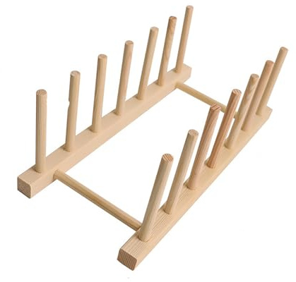 Yuannee Tellerständer Holz,Tellerhalter Deckelhalter Abtropfgestell Tellerständer aus Umweltfreundlichem Kiefernholz Topfdeckel Organizer für Teller für bis zu 6 Teller und Topfdeckel Aller Größen