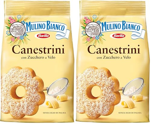 Mulino Bianco Dolcetti Canestrini, Biscotti Frollini con Zucchero a Velo, Burro e Uova Fresche, 200 g (Confezione da 2)