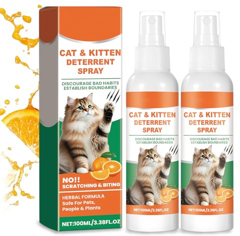 2 Pcs Cat Deterrent Spray Indoor,Natural Cat Repellent Spray Indoor & Outdoor,No Trace Formula Protects Furniture, Sofas, Rugs,Garden