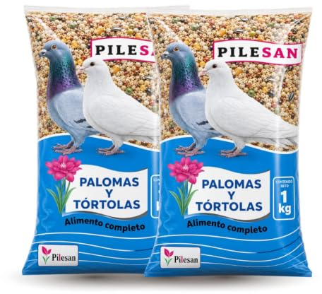 Comida para Palomas y Tórtolas Pack de 2 x 1 kg | Mixtura de Semillas | Alimento Completo, Mezcla de Semillas, Variedad de Granos, Suministro Diario, Cierre Hermético
