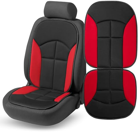 WALSER Autositzauflage Novara Universelle Sitzauflage und Schutzunterlage in Schwarz Rot Sitzschoner für Pkw und LKW 13446