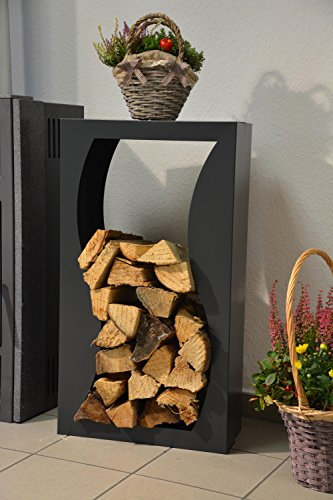 Kaminholzregal Innen aus Metall Welle - Anthrazitgrau