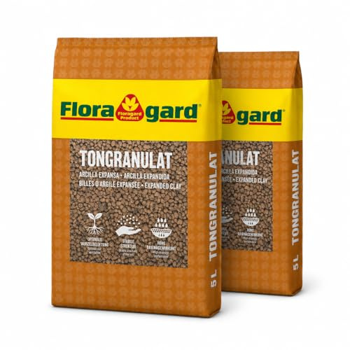 Floragard Blähton Tongranulat 10 L (2×5 L) – natürliches Drainagematerial & Hydrokultursubstrat für Töpfe, Kübel, Zimmerpflanzen & Pflanzkästen – verhindert Staunässe, sorgt für Gute Belüftung