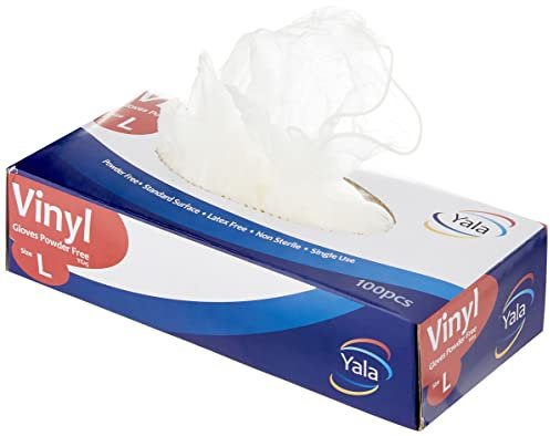 Yala GL6623 Vinyl Gloves, Powder Free, Large (Pack of 100)
