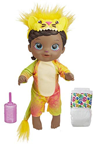 Baby Alive Rainbow Wildcats Puppe, Löwe, Zubehör, Getränke, Nässe, Löwenspielzeug für Kinder ab 3 Jahren, schwarzes Haar