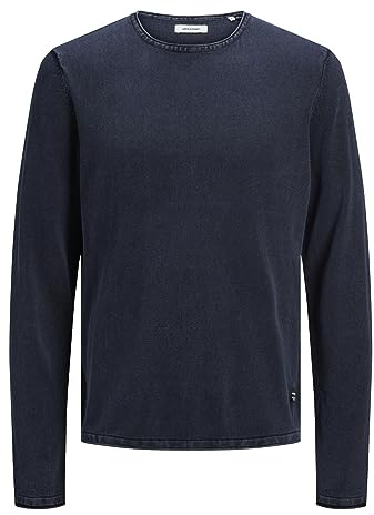JACK & JONES Herren JJELEO Knit Crew Neck NOOS 12174001, Navy Blazer, L