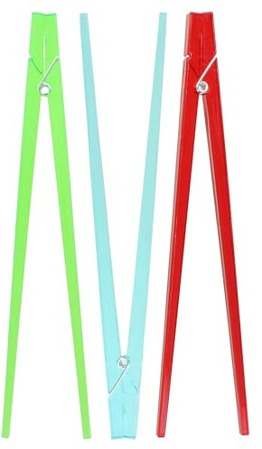 Set of 3 Plastic Chopsticks with Spring-Loaded Clothespin Design – Easy-to-Use Training Chopsticks in Red, Green, and Blue